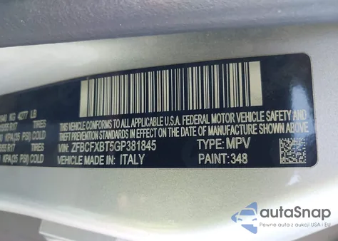 2016 Fiat 500X Easy from USA, damaged, VIN ZFBCFXBT5GP381845